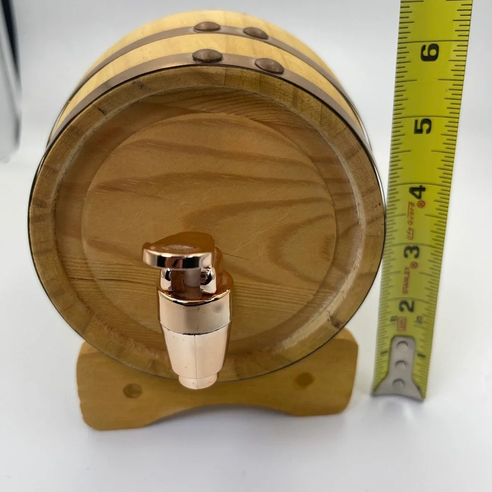 Small Wooden Barrel Decor With Spigot Mini Whiskey Wine Keg Bar Display